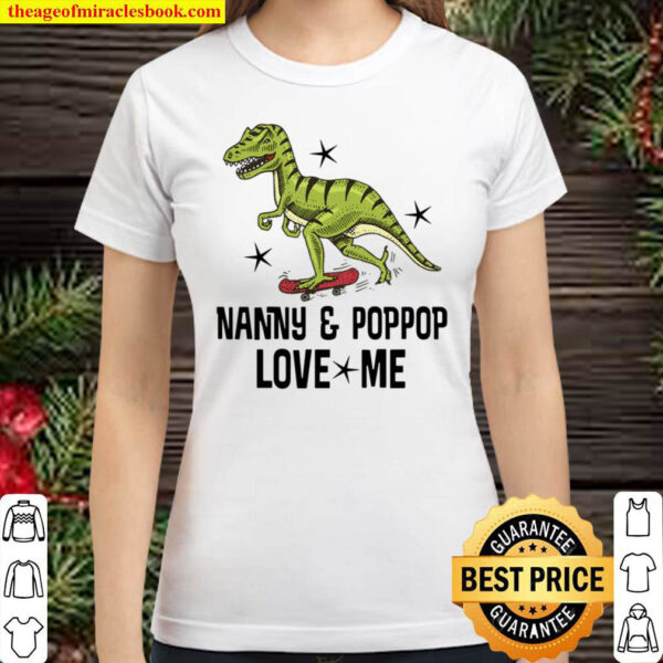 Kids Nanny and PopPop Love Me Grandson Dinosaur Classic Women T Shirt