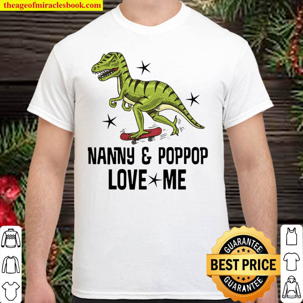 Kids Nanny and PopPop Love Me Grandson Dinosaur Shirt