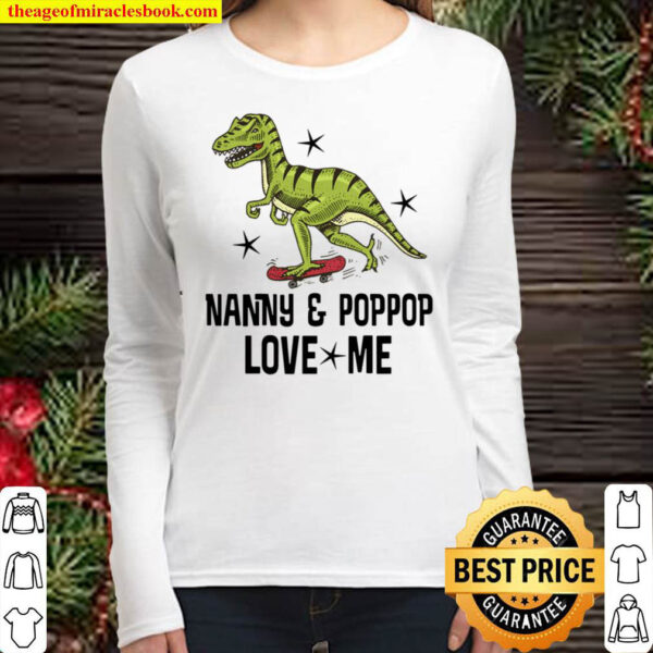 Kids Nanny and PopPop Love Me Grandson Dinosaur Women Long Sleeved