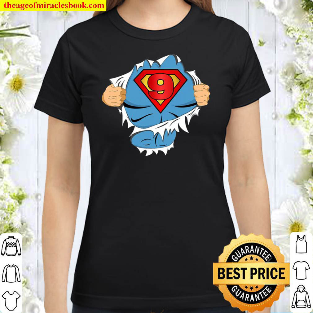 Kids Superhero Birthday Gift For 9 Years Old Kids Classic Women T Shirt