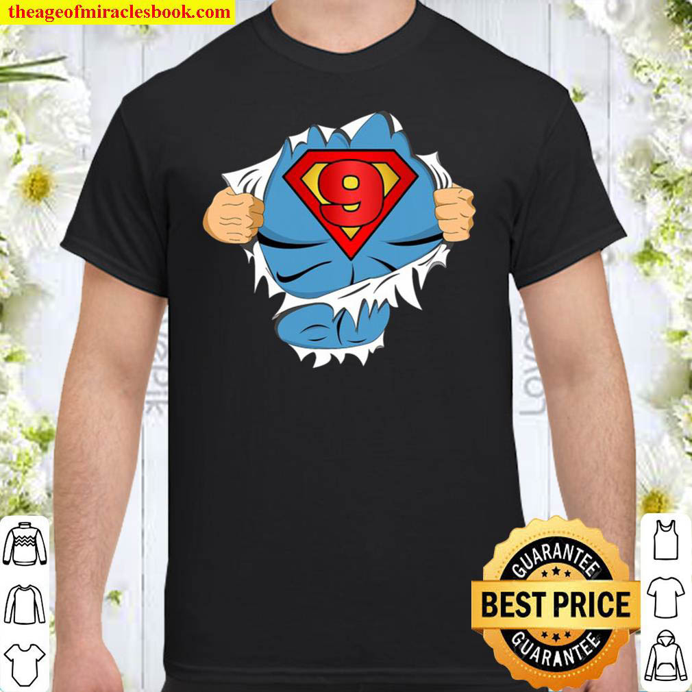 Kids Superhero Birthday Gift For 9 Years Old Kids Shirt