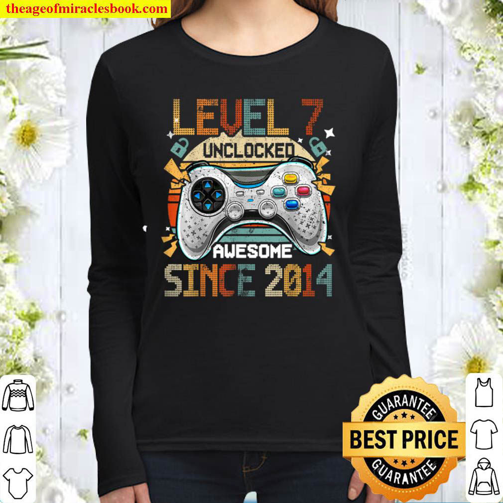 Level 7 Unlocked Awesome Since 2013 Video Game Birthday Women Long Sleeved
