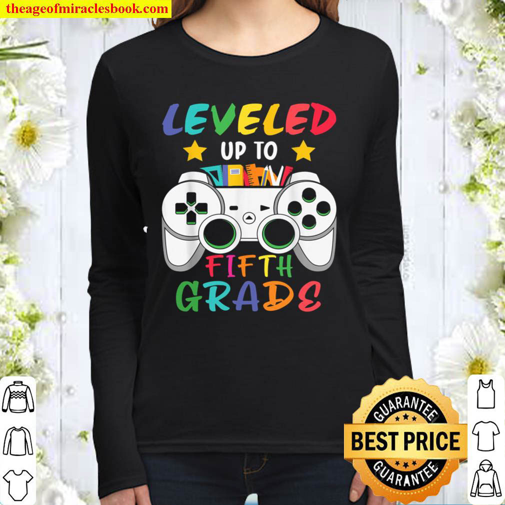 Leveled up to 5th Grade Back to school Women Long Sleeved