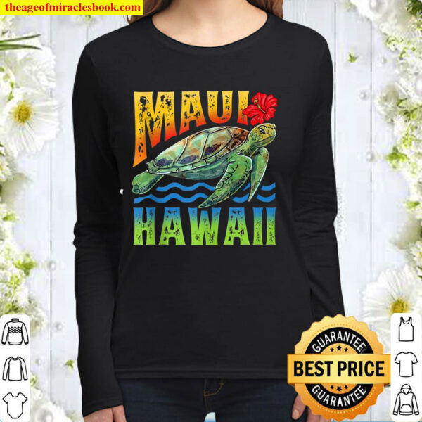 Maui Hawaii Hawaiian Turtle Summer Tropical Gift Women Long Sleeved