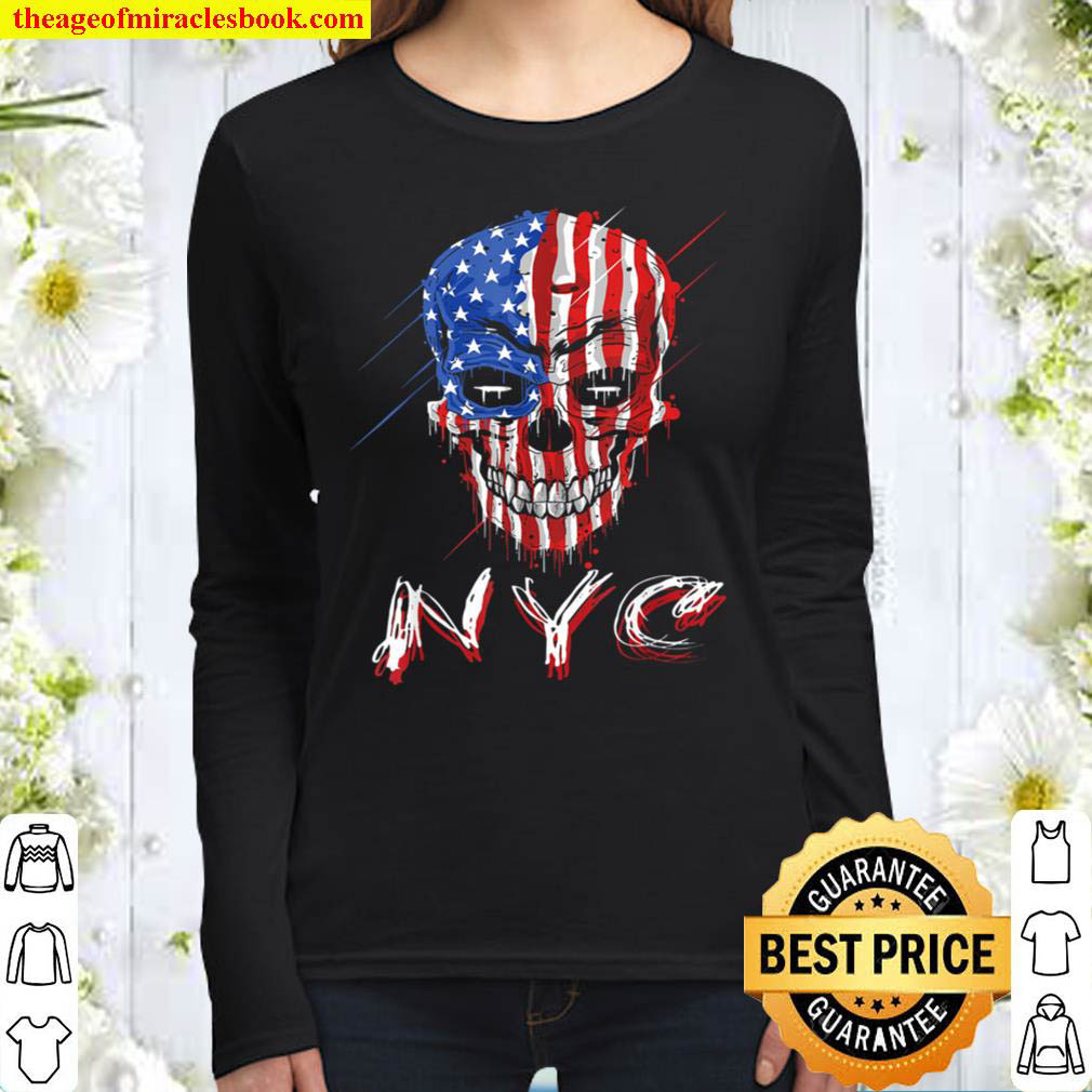 New York City Totenkopf Nyc Amerika New York Women Long Sleeved