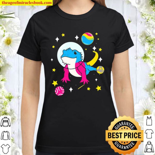 Pan Pride Bearded Dragon In Space Pansexual Classic Women T Shirt