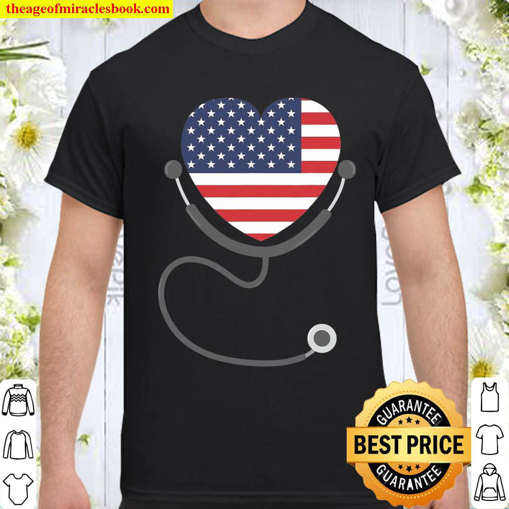 Patriotic Nurse Usa Flag Nursing 4Th July Shirt