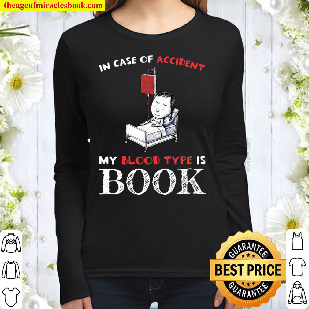 Reading Lover In Case Of Accident My Blood Type Is Book Women Long Sleeved