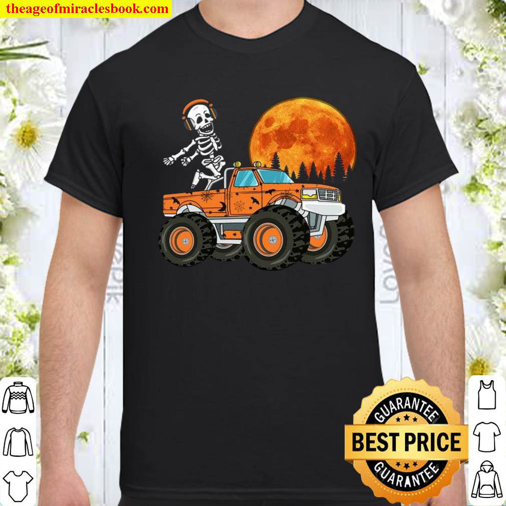Official Skeleton Flossing Dancing Music Riding Monster Truck Shirt