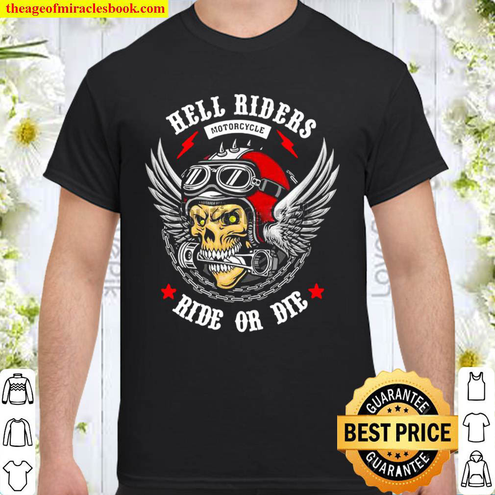 Official Skull Wearing Motor Helmet HellRider Shirt