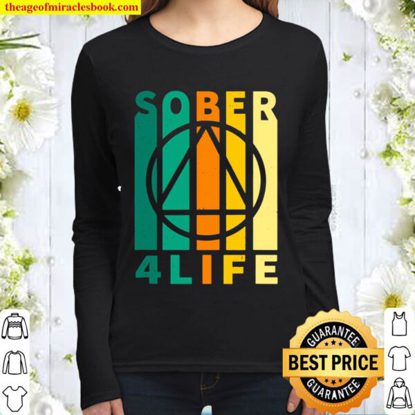 Sober Four Life AA NA Sobriety Recovery Anniversary Women Long Sleeved