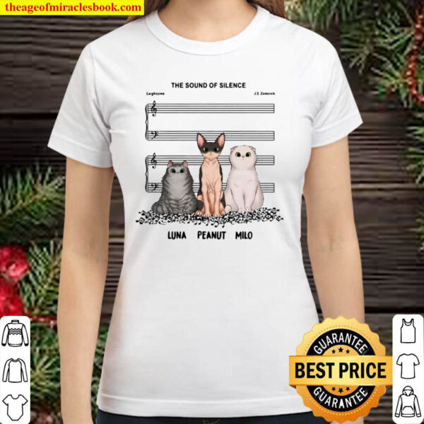 The Sound Of Silence Luna Peanut Milo Cats Music Classic Women T Shirt