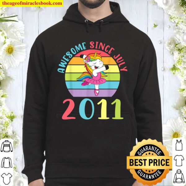 Unicorn Awesome Since July 2011 Happy Birthday 10 Years Old Hoodie