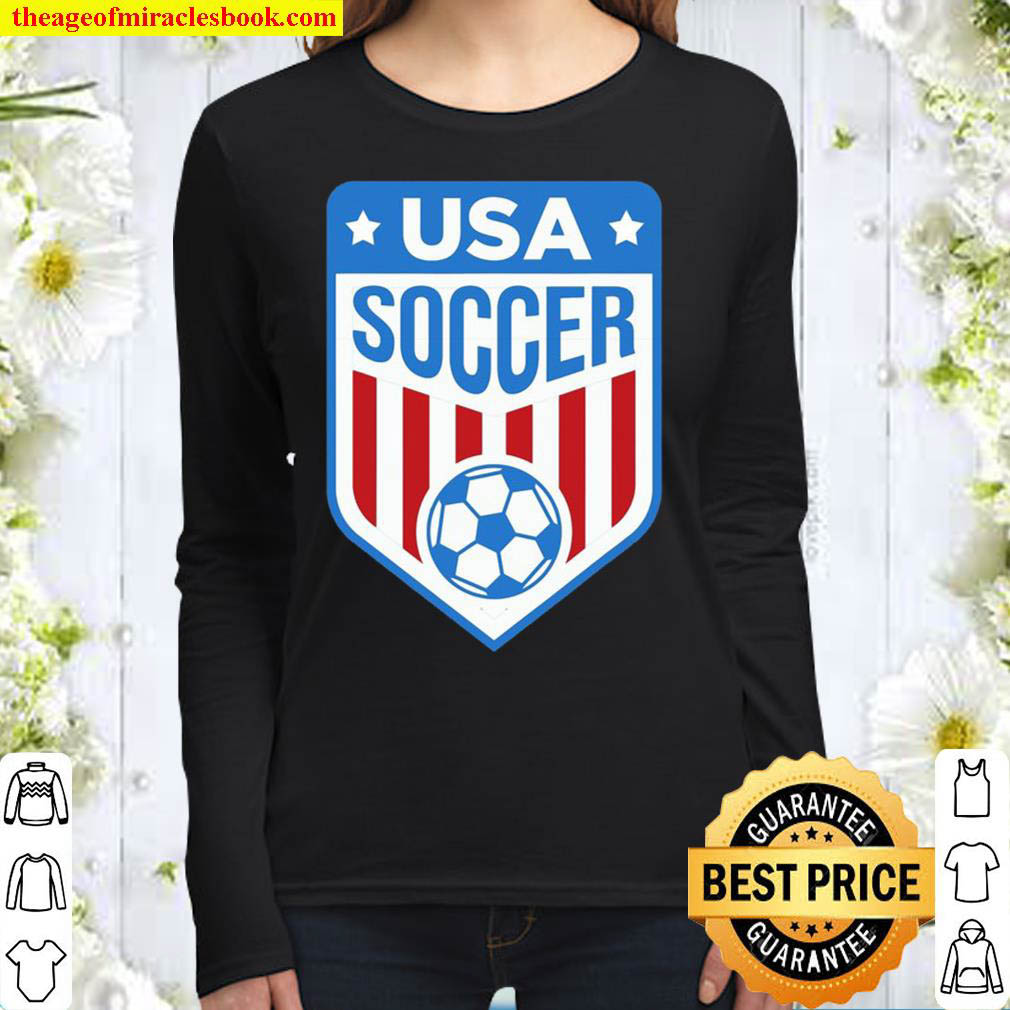 Usa Soccer Team Shirt Support The Team Usa Flag Football Women Long Sleeved