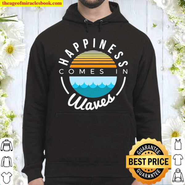 Vacation Novelty Happiness Comes In Waves Vintage Hoodie