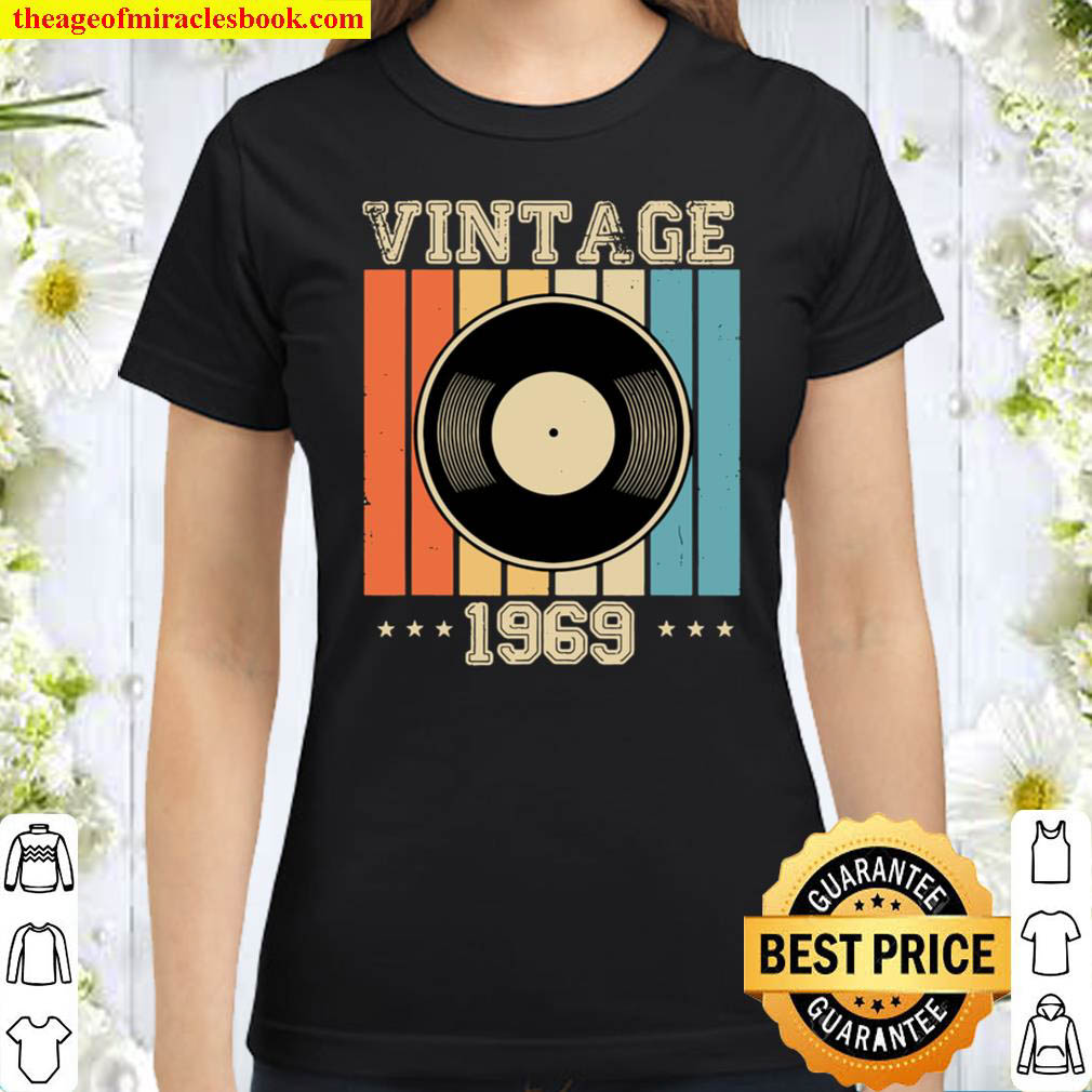 Cusco een vergoeding beu Official Vintage 1969 Retro Record Player Birthday Vinyl Shirt