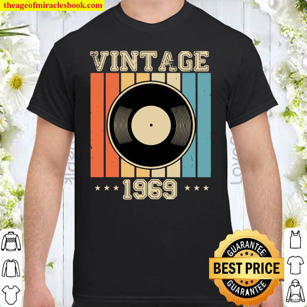 Official Vintage 1969 Retro Record Player Birthday Vinyl Shirt
