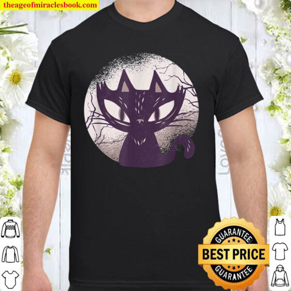 Vintage Halloween Scary Black Cat Horror Design Shirt
