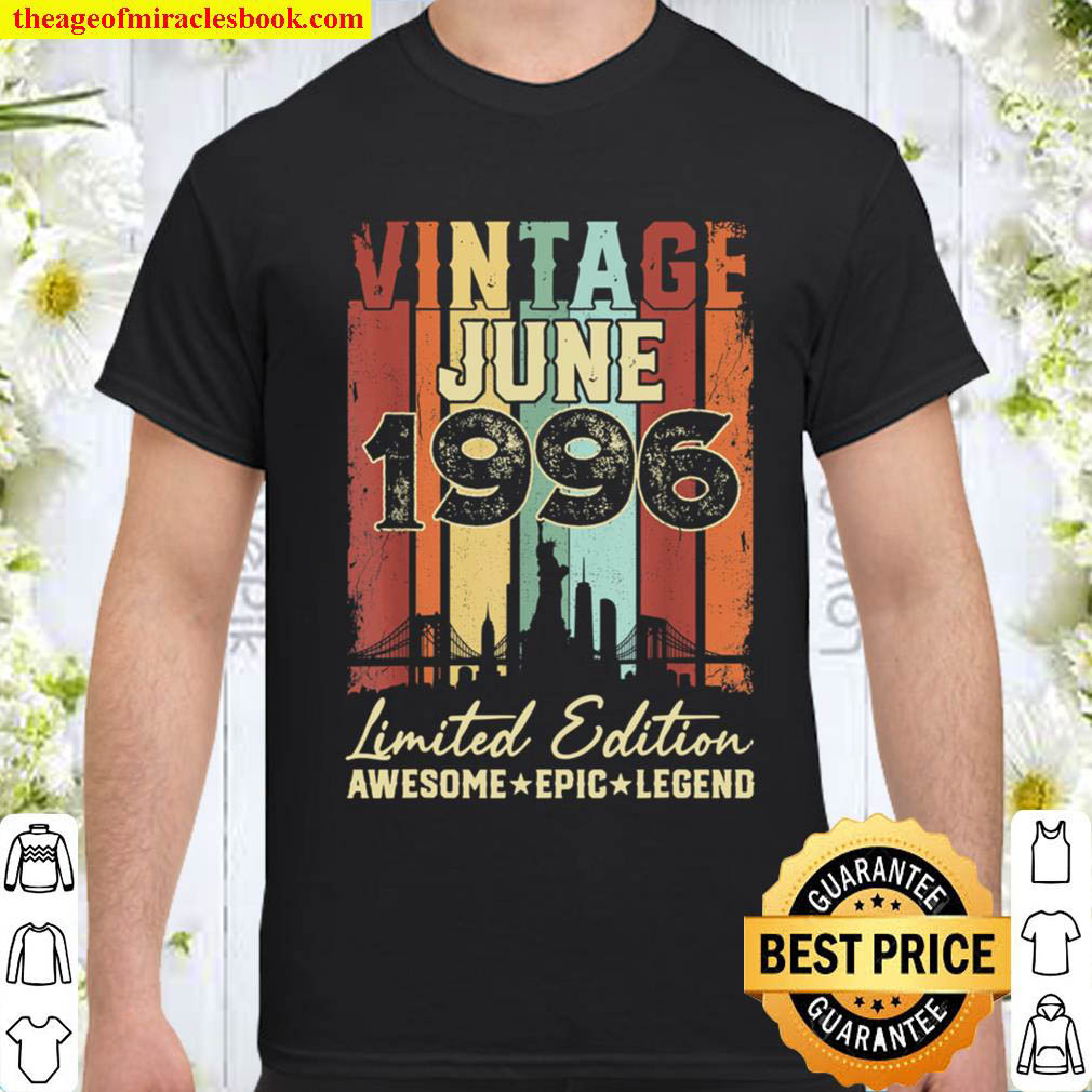 Official Vintage June 1996 25th Birthday Decorations 25 Years Old T-Shirt