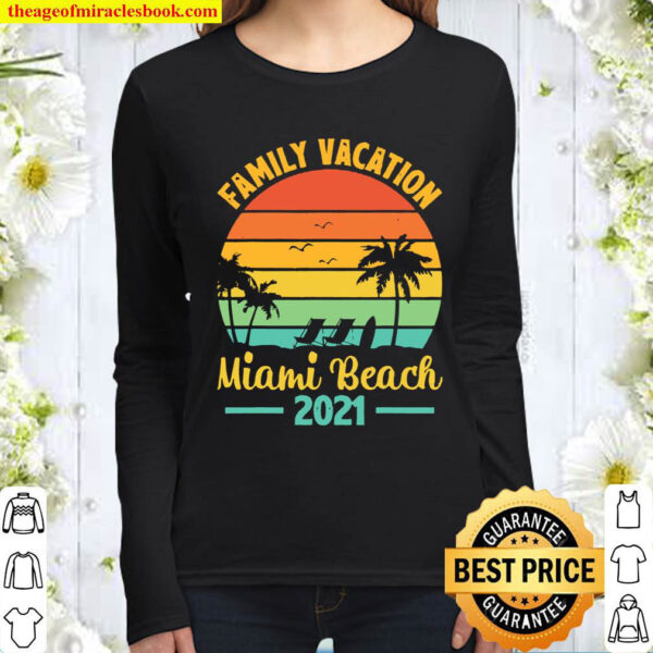 Vintage Retro Family Vacation 2021 Florida Miami Beach Women Long Sleeved