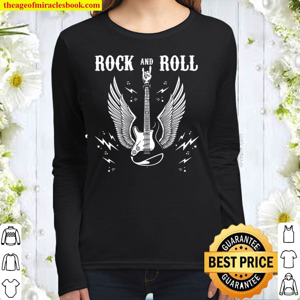 Vintage Rock And Roll Music – Guitar Lovers Women Long Sleeved