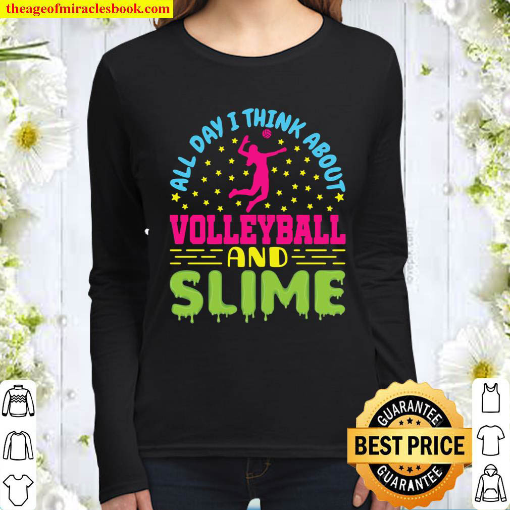 Volleyball And Slime Gifts For Teen Girls Volleyball Pullover Women Long Sleeved