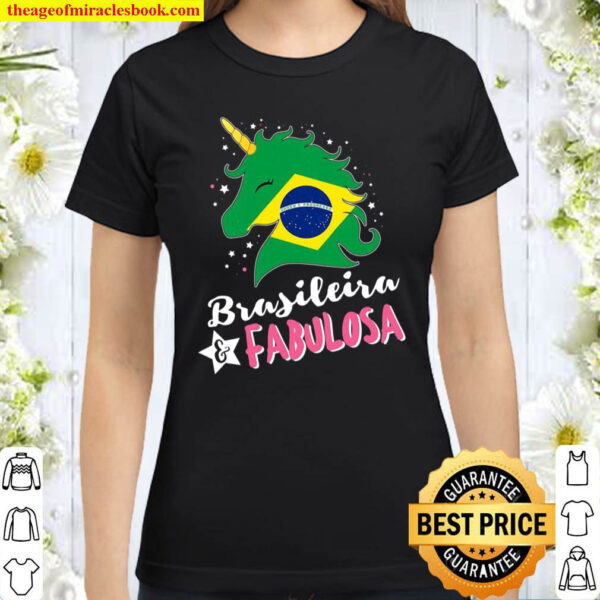 Womens Brazilian Flag Brazil Unicornio Classic Women T Shirt