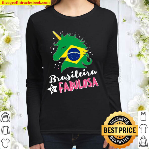 Womens Brazilian Flag Brazil Unicornio Women Long Sleeved