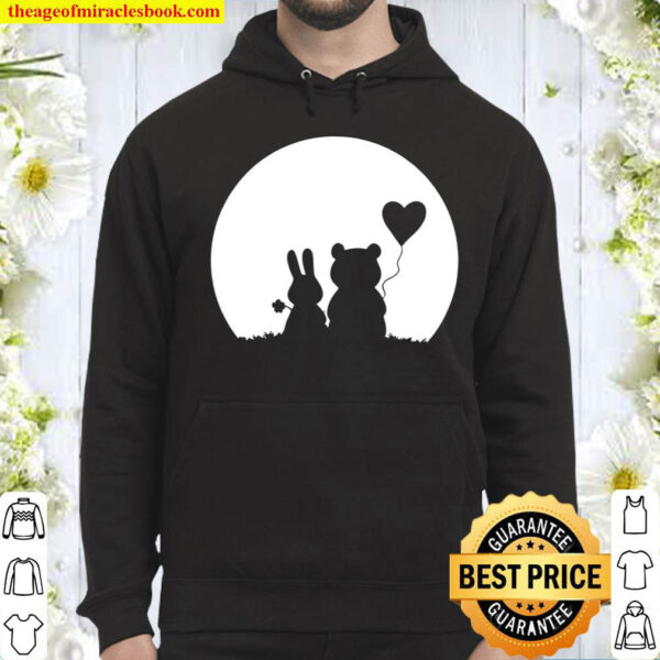 Womens Cute Bunny Bear Love Couple Valentines Day Rabbit Lover Hoodie