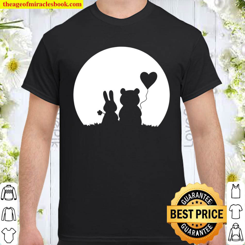 Official Womens Cute Bunny Bear Love Couple Valentine’s Day Rabbit Lover Shirt
