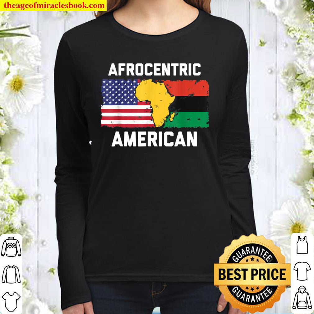 Afrocentric design with Pan African and American Flag Women Long Sleeved