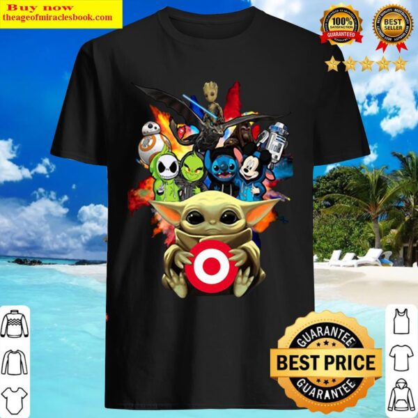 Baby Yoda Hug Target Logo With Star Wars Characters And Baby Grinch St Shirt
