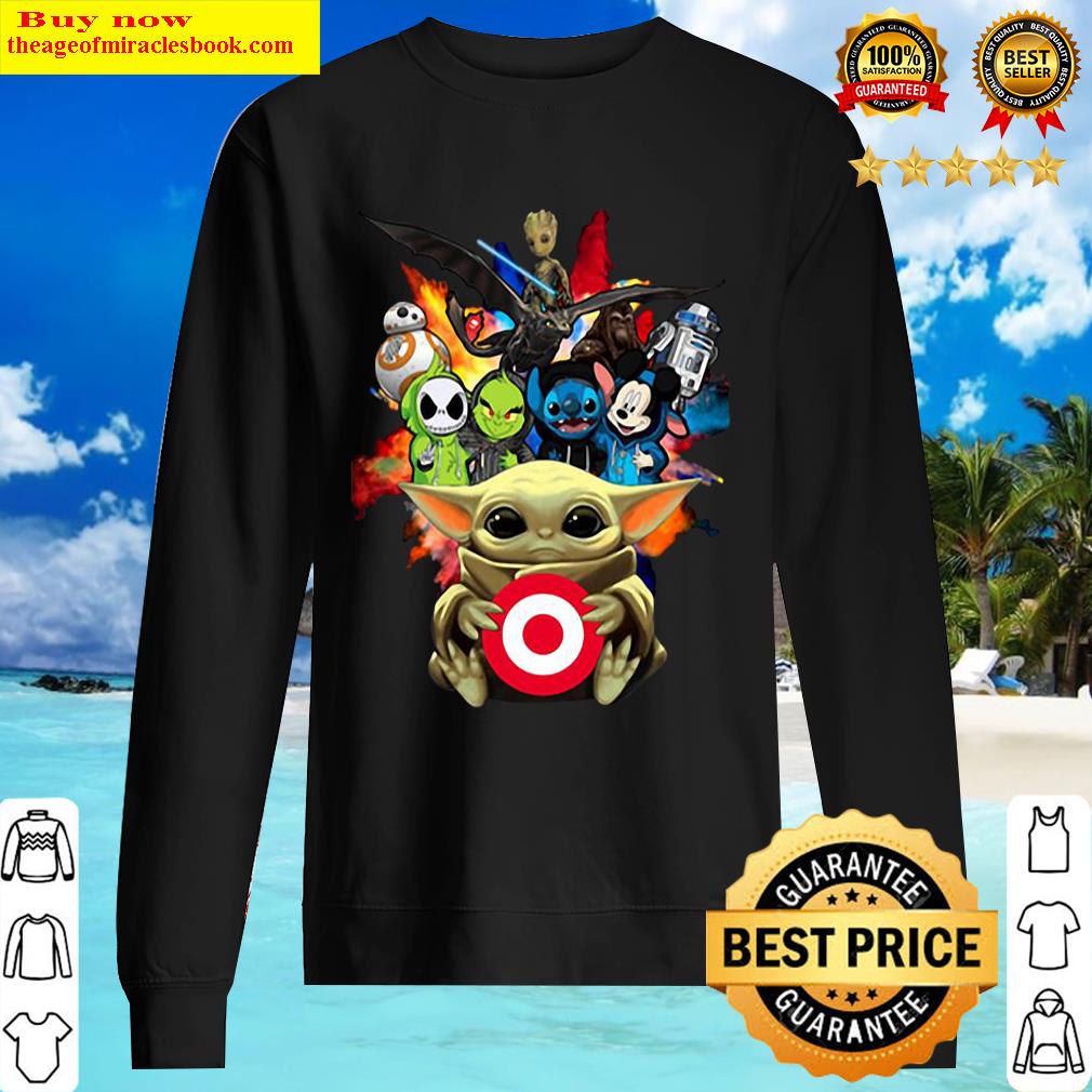 Baby Yoda Hug Target Logo With Star Wars Characters And Baby Grinch St Sweater