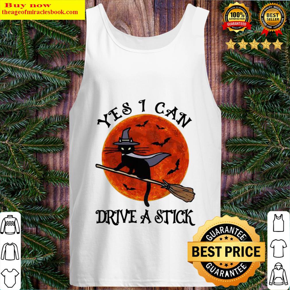 Black cat witch yes I can drive a stick halloween Tank Top
