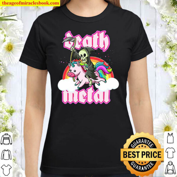 Blackcraft Grim Reaper Rides Unicorn Death Metal Classic Women T Shirt