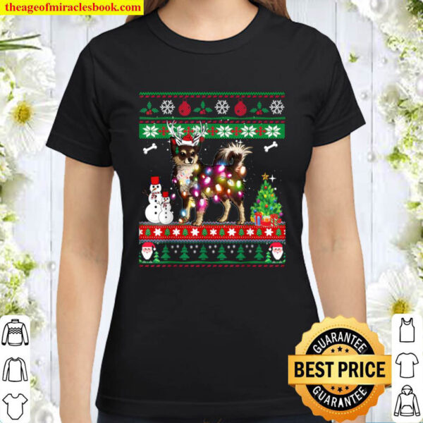 Chihuahua Christmas Lights Funny Xmas Dog Lover Classic Women T Shirt