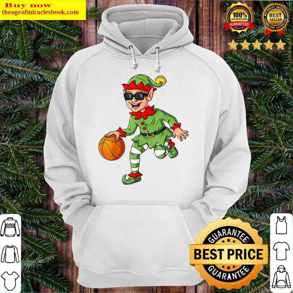 Christmas Elf Dribbling A Basketball Xmas Hoodie