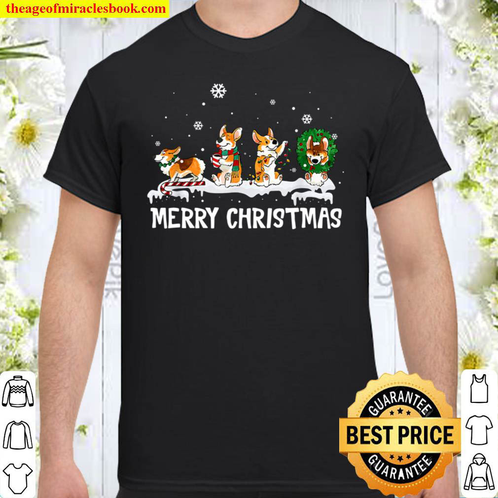 [Best Sellers] – Corgi Santa Christmas Tree Lights Decor Funny Scarf Dog Xmas T-Shirt