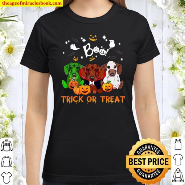 Dachshunds boo trick or treat Halloween Classic Women T Shirt