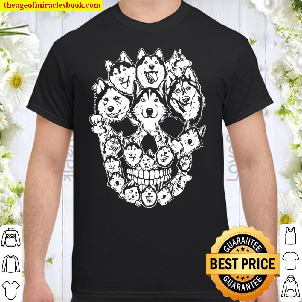 Official Dog Halloween Costume Skull Siberian Husky Shirt