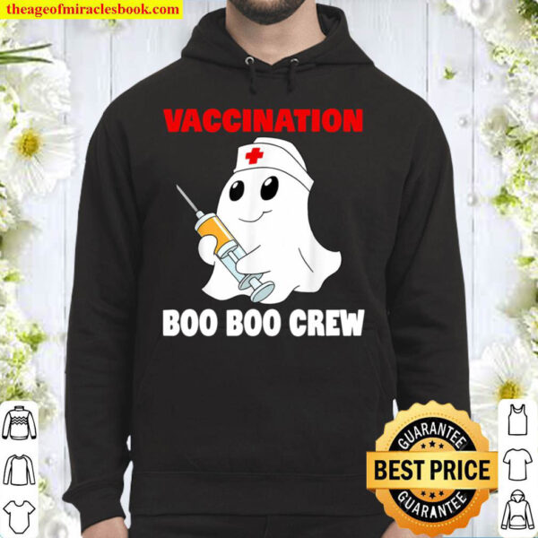 Funny Halloween Nurse Ghost Vaccination Boo Boo Crew Hoodie