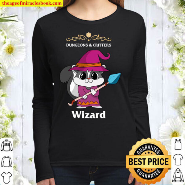 Funny Skunk Wizard Fantasy D20 Tabletop RPG Roleplaying Game Women Long Sleeved