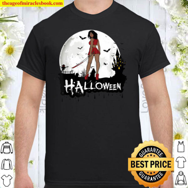Halloween Melanin Katana Sista Bats Reaper Scarecrow Costume Shirt