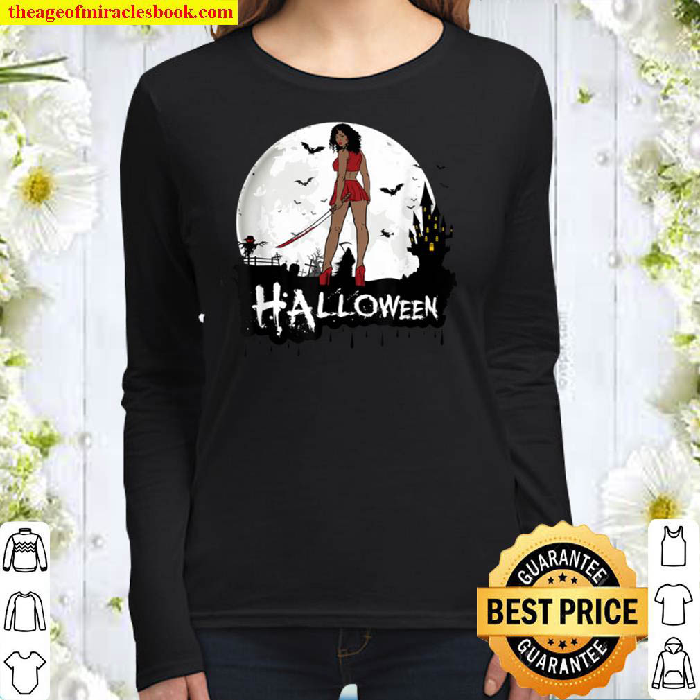 Halloween Melanin Katana Sista Bats Reaper Scarecrow Costume Women Long Sleeved