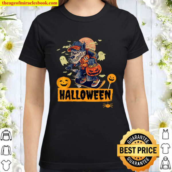 Halloween Werewolf Skater Halloween Day Classic Women T Shirt