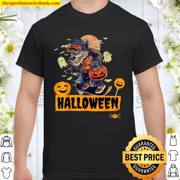 Halloween Werewolf Skater Halloween Day Shirt