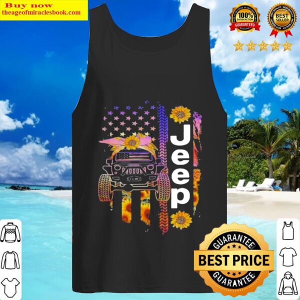 JEEP AND SUNFLOWER FLAG Tank Top