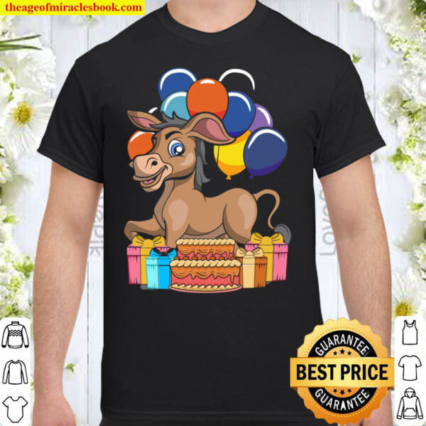 Kids Birthday Party Farm Animal Lover Cute Donkey Shirt