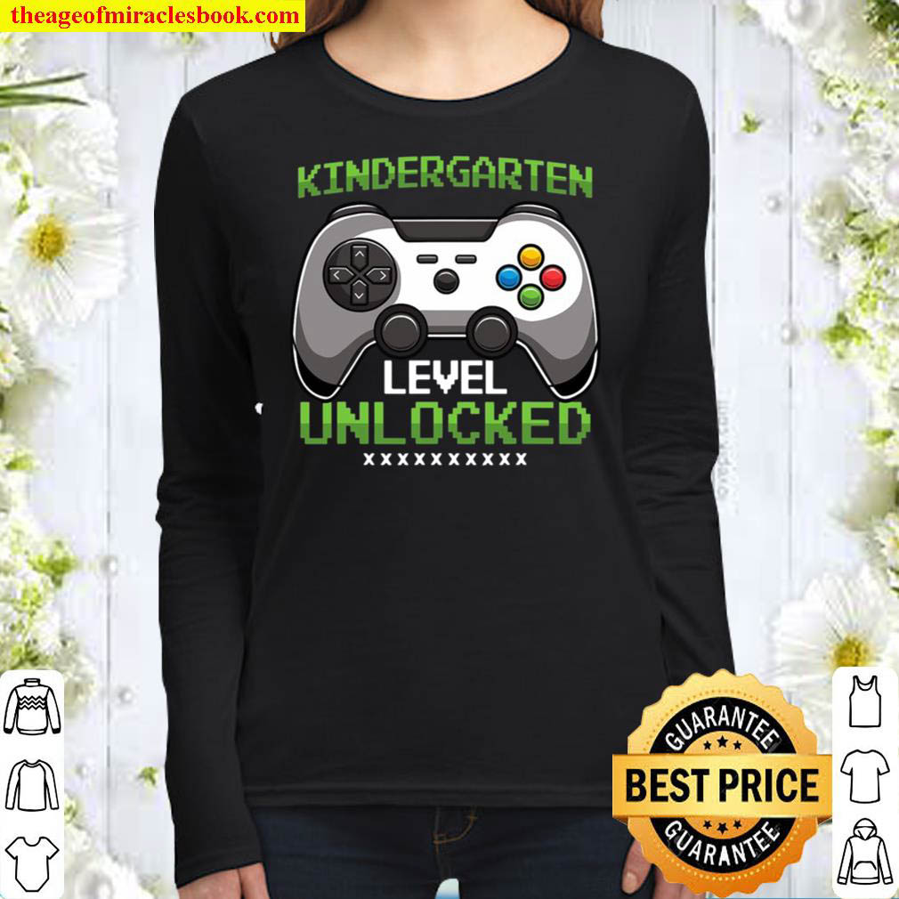 Kindergarten Level Unlocked Back To School Video Gamer Boys Women Long Sleeved