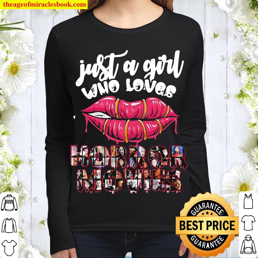 Lip Just a girl who love Horror Movies Character Halloween Women Long Sleeved